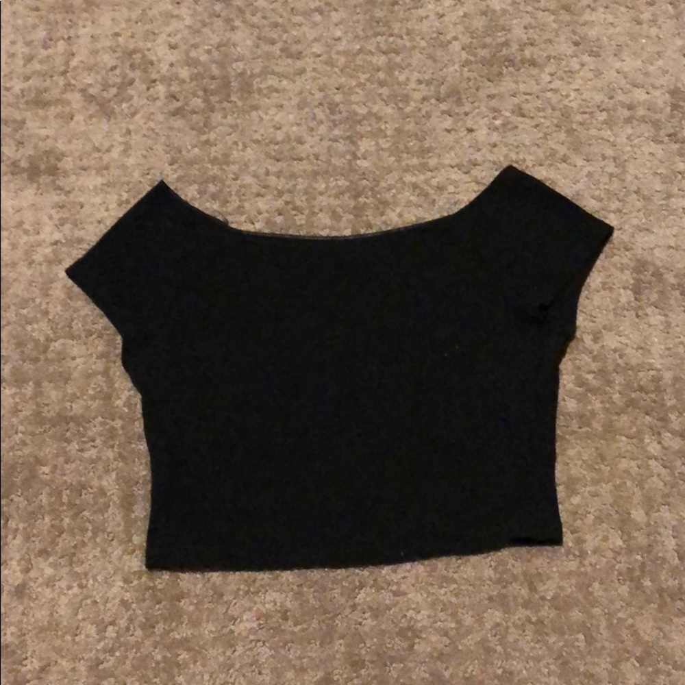 Black off the shoulder crop top